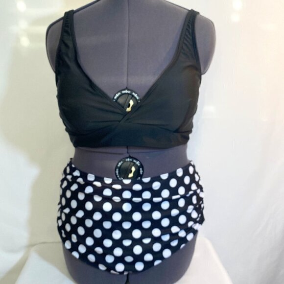 Black & White Polk Dot Bathing Suit - Picture 1 of 13